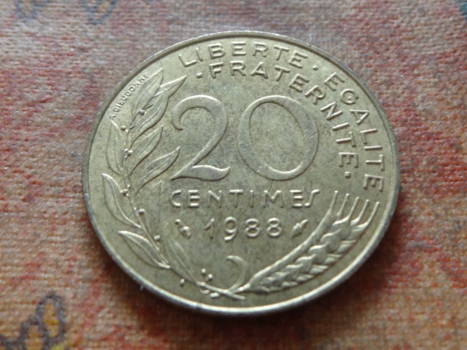 Tutti le monete: FRANCE  20 Centimes  1988  (P) – Usato da Romanel-sur-Lausanne venduto da Swift13