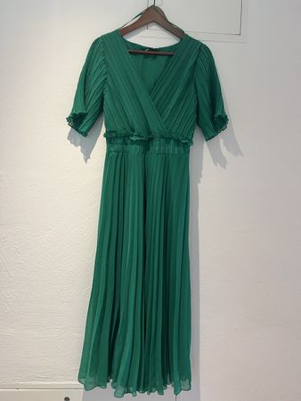 Zara Plisee Kleid Grün, Gr. S - Neu mit Etikett