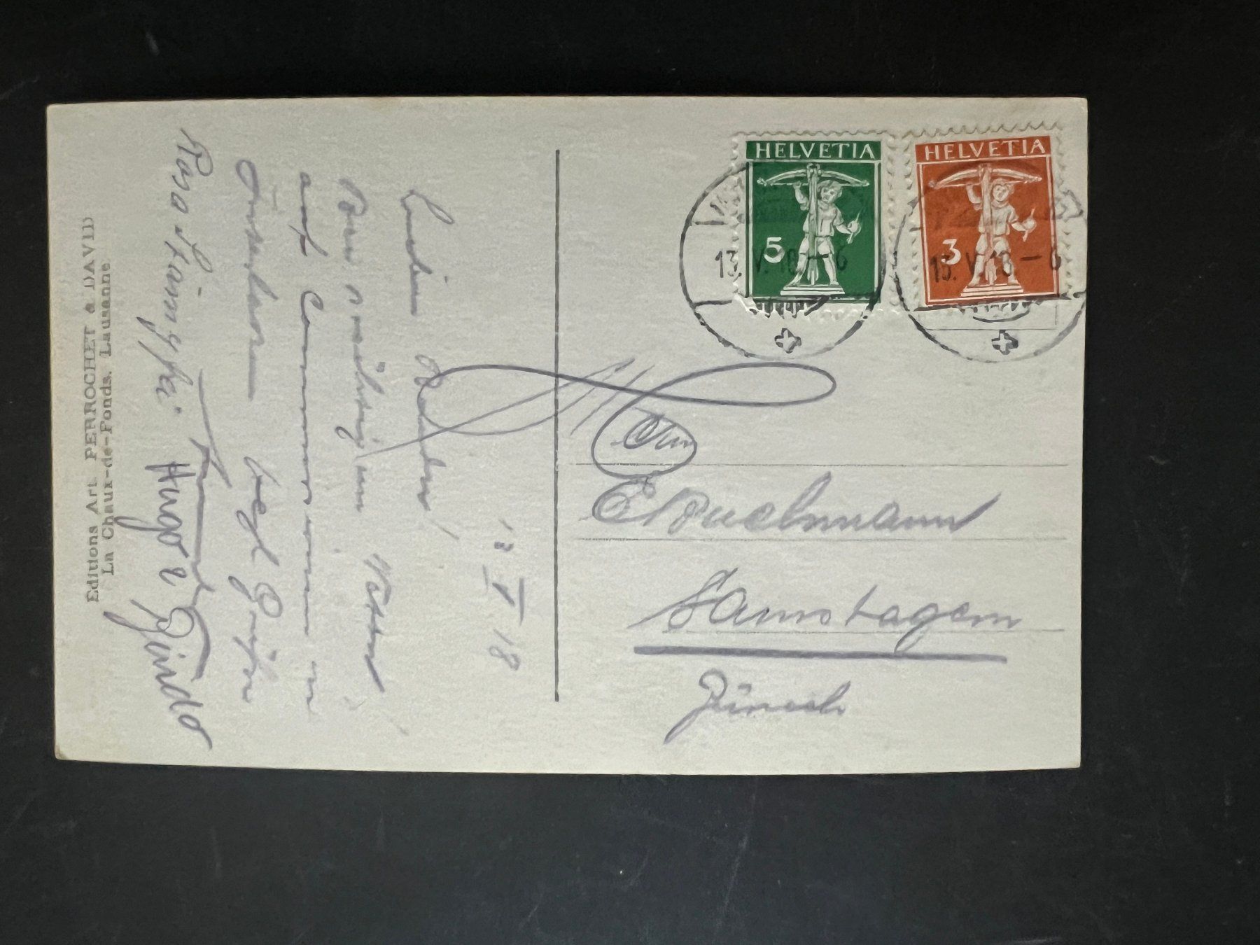 Cartoline postali: Ansichtskarte Interlaken Untersee   1918   (V417) – Usato da Hinwil venduto da Sidi4 1