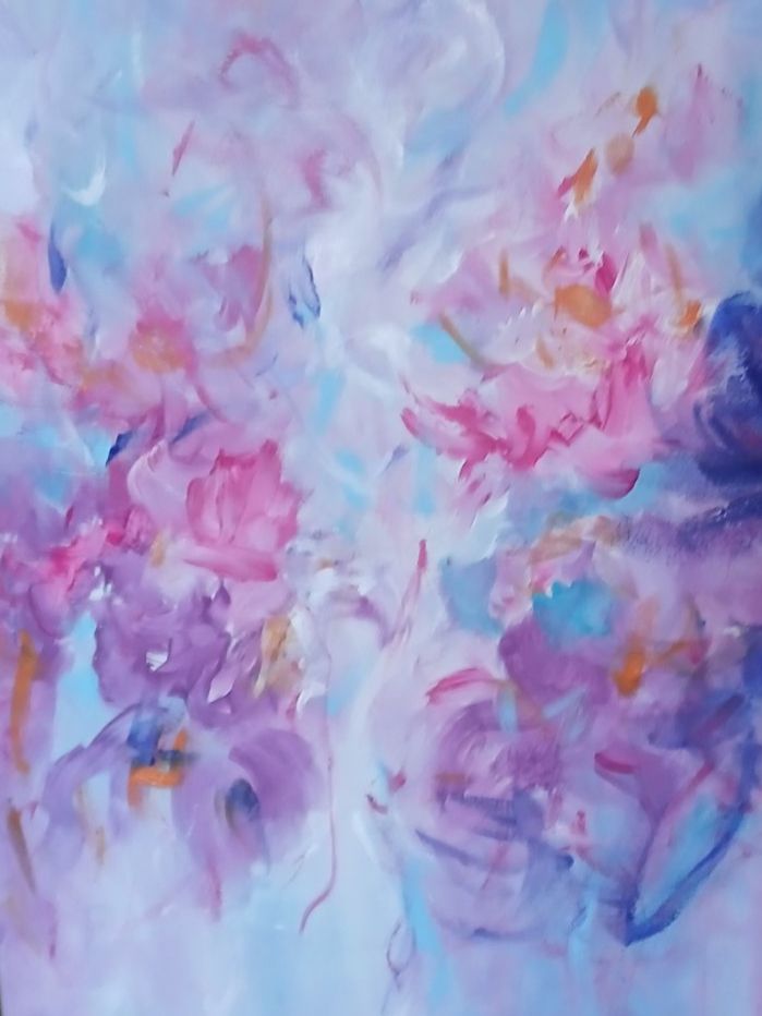 Dipinti: Abstraktes Acrylbild mit Bluemen, 50x70 cm – Nuovo e nell'imballaggio originale da Beinwil am See venduto da Superchance 3
