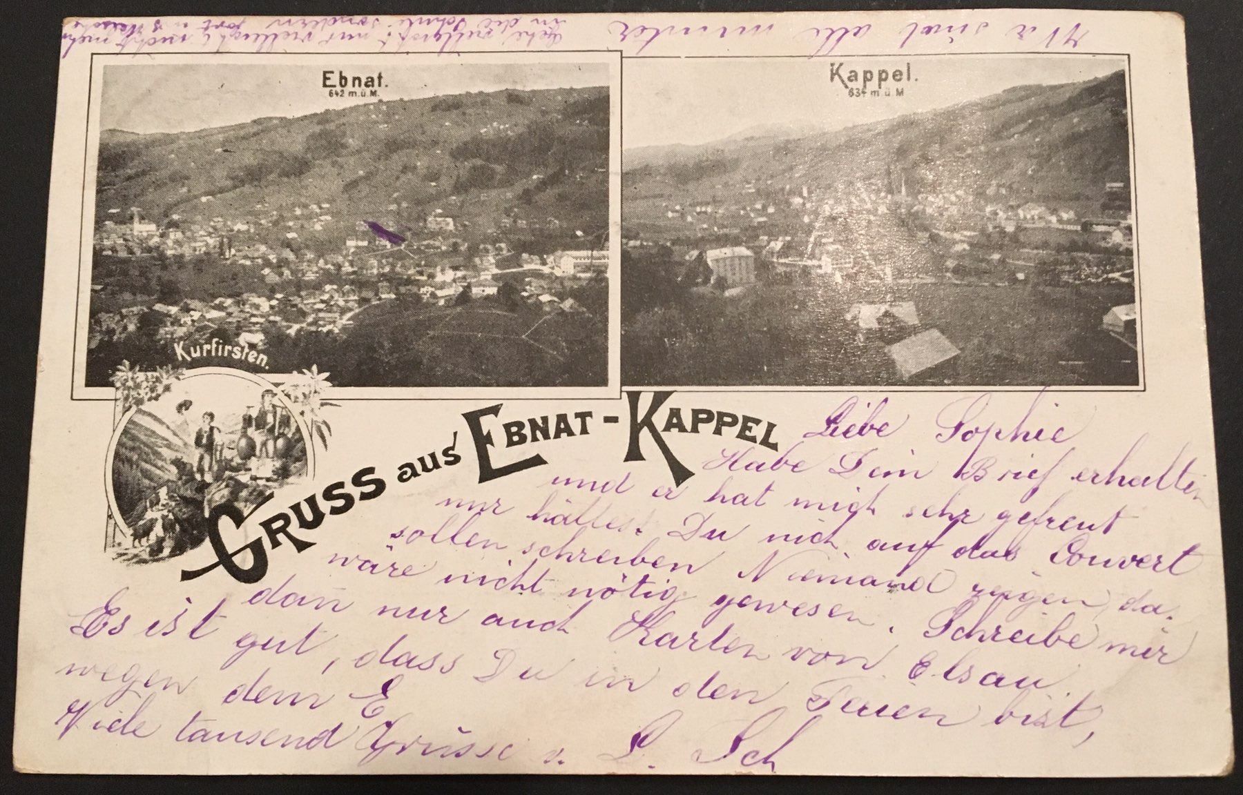 Cartoline postali: Gruss aus Ebnat-Kappel 1898 – Usato da Kreuzlingen venduto da Rschweiz1