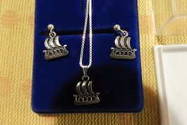 VIKINGER SCHMUCK OHRENRINGE+ KETTE ECHT SILBER FJORDSYLV NEU