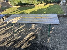 Gartentisch Holz mit 2 Sitzbänken gebraucht