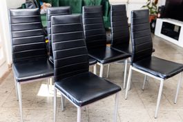 Esszimmerstuhl, 6 Stück, Stuhl, Stühle Alu - Kunstleder