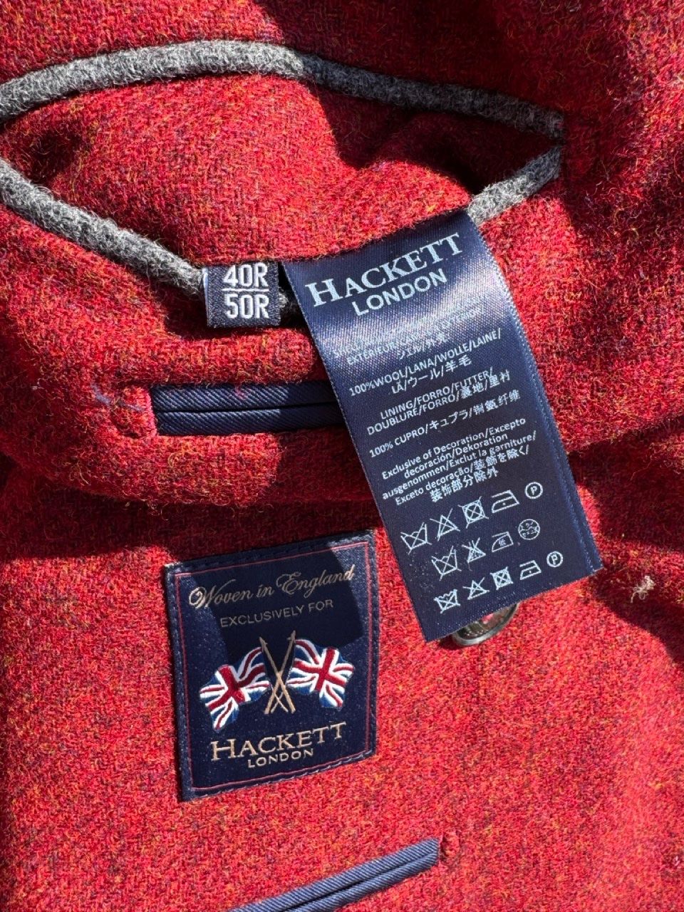 Hackett Giacche: Hackett Jacket / Sakko, Doppelreiher, Tweed Korallrot – Usato da Schlieren venduto da Timsonsan 2