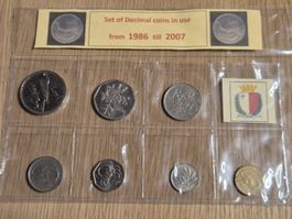 Münzset Malta Dezimalwährung 1986 bis 2007 im Set