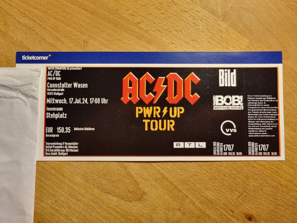AC/DC Ticket Stuttgart 17 Jul 2024 PWR UP Tour Stehplatz | Kaufen auf ...