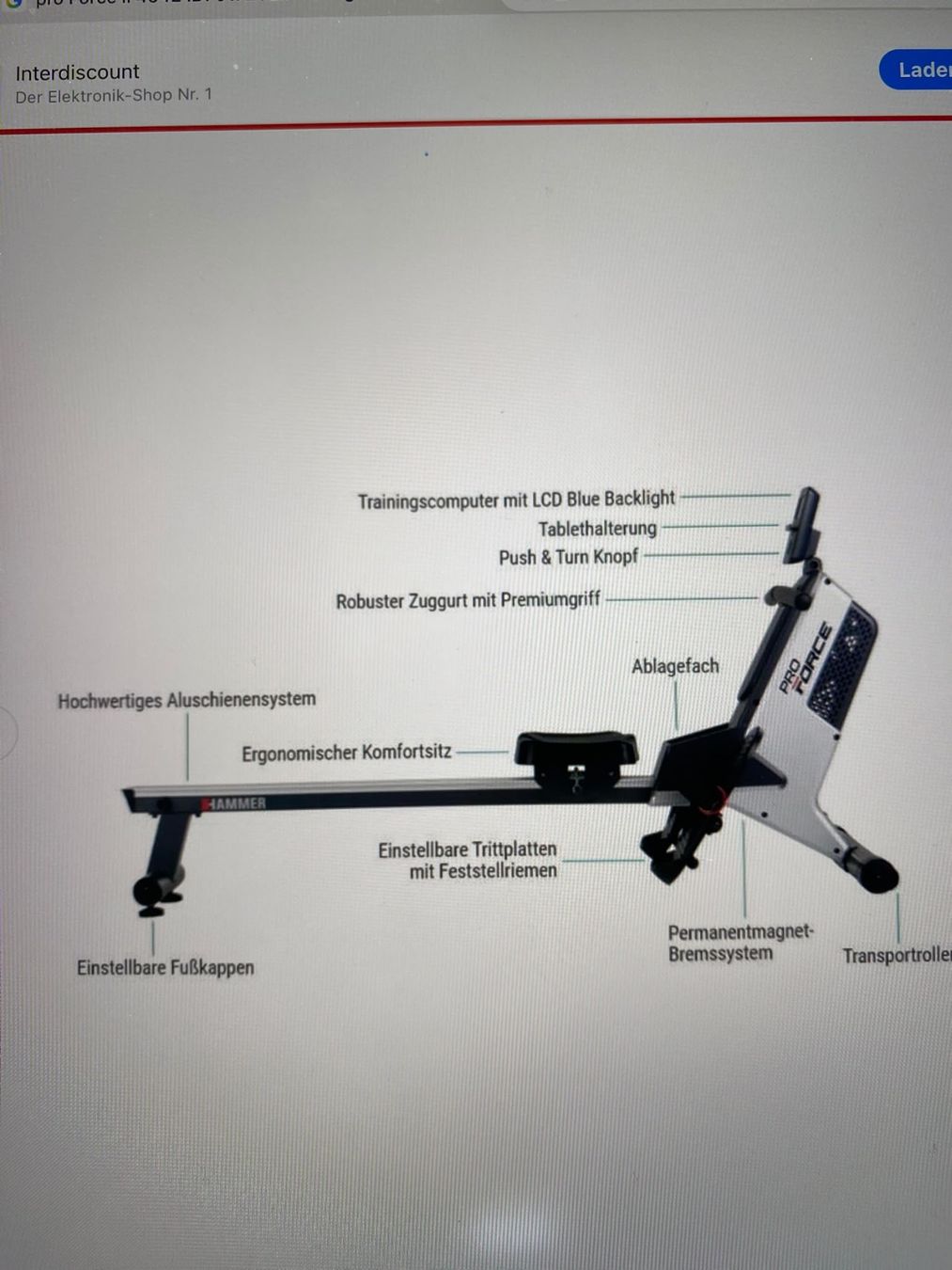 Hometrainer: Hammer Rudergerät Pro Force II – Gebraucht aus Kirchberg BE von alizze13 1