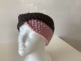 Warmes Stirnband handgestrickt Wolle Herbst / Winter