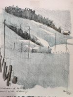 LITHOGRAPHIE ORIGINALE DE DOMINIQUE COSANDEY PAYSAGE D'HIVER