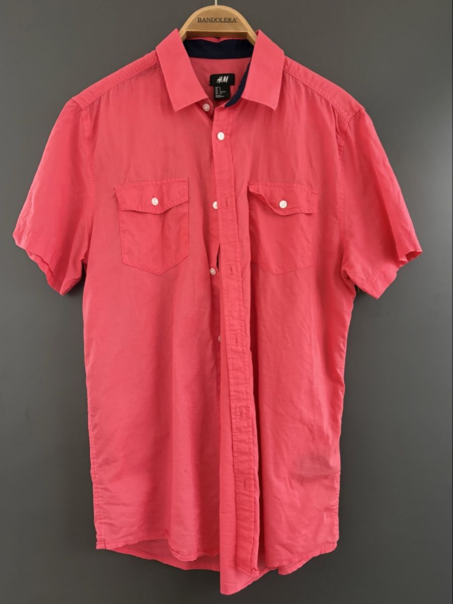 H&M Camicie: Herren Kurzarmhemd rot Baumwolle – Usato da Luzern venduto da ale_v5qn