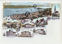 Gruss aus Horgen - (Litho-Ansicht um 1900)