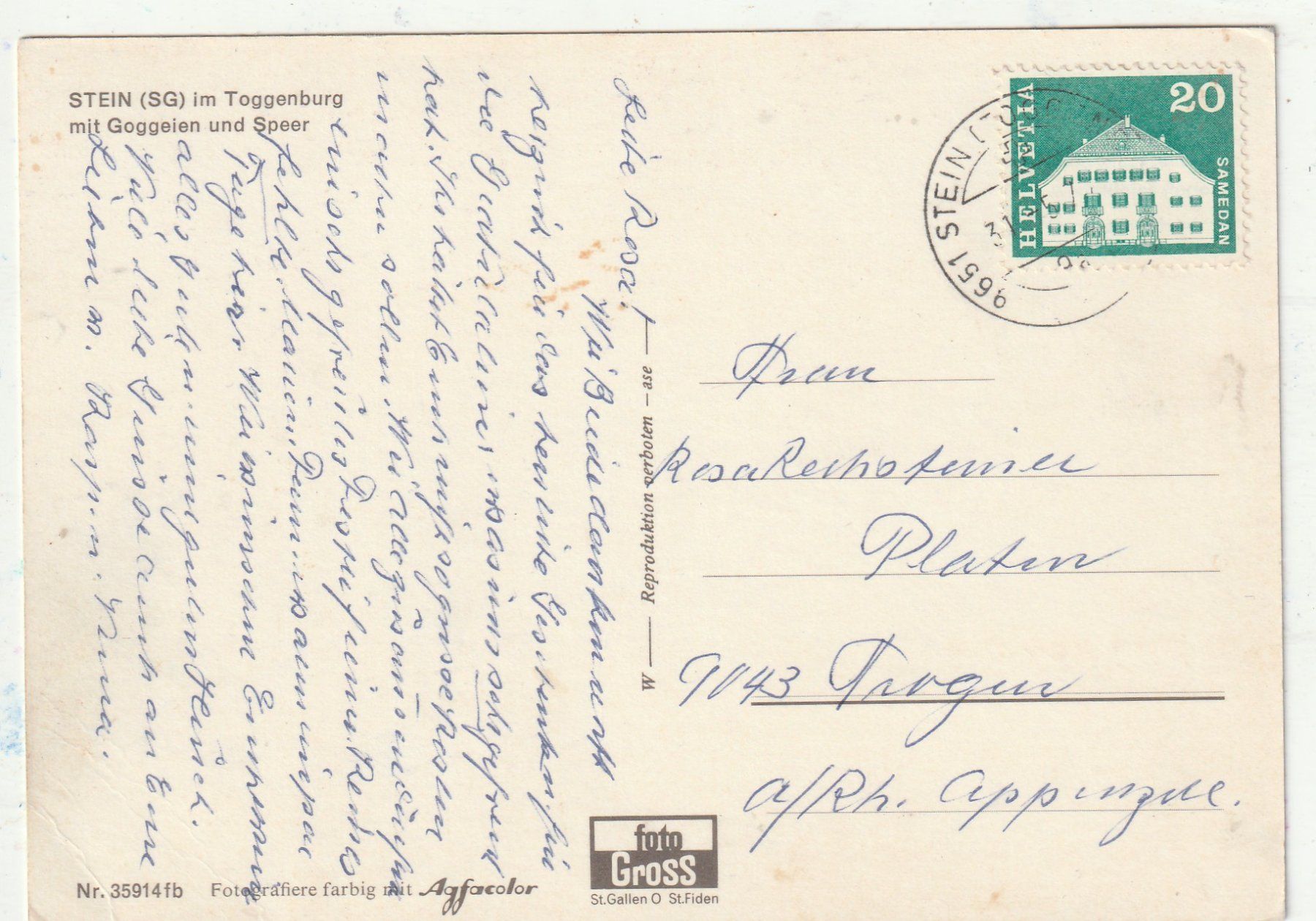 Cartoline postali: Steinen Toggenburg – Usato da Lumbrein venduto da made02 1