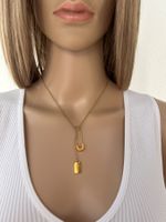 Gold-tone Safety Pin Pendant Necklace, Trendy and Stylish
