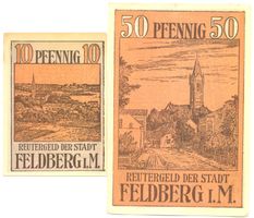 Deutschland Notgeld Feldberg 10 + 50 Pfennig gültig bis 1922