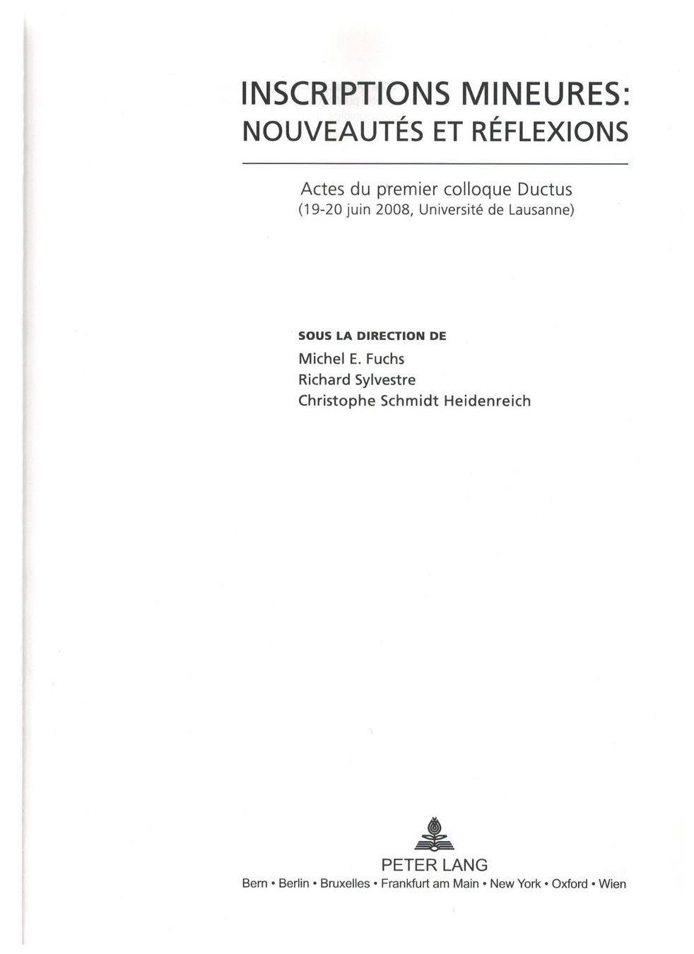 Libri: Archäologie: Inscriptions mineurs – Nuovo (secondo la descrizione) da Biel-Benken BL venduto da rud_yc8p 1