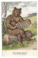 Bärenkarte - Künstler K. Gehri No 5038 - Bär  Handorgel 1918