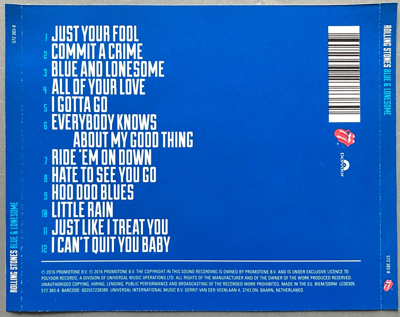 CDs: THE ROLLING STONES - BLUE & LONESOME – Gebraucht aus Poliez-Pittet von Newtown-Records 1