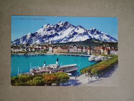 AK antik Color Luzern Pilatus Schiff