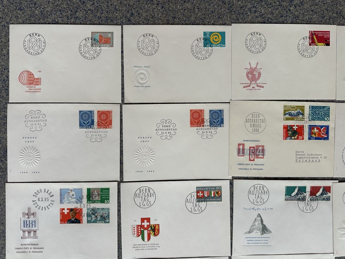 Tutti i francobolli: Schweiz - 38x FDC  1961-1966 – Usato da Schmitten / FR venduto da Samsara169 1