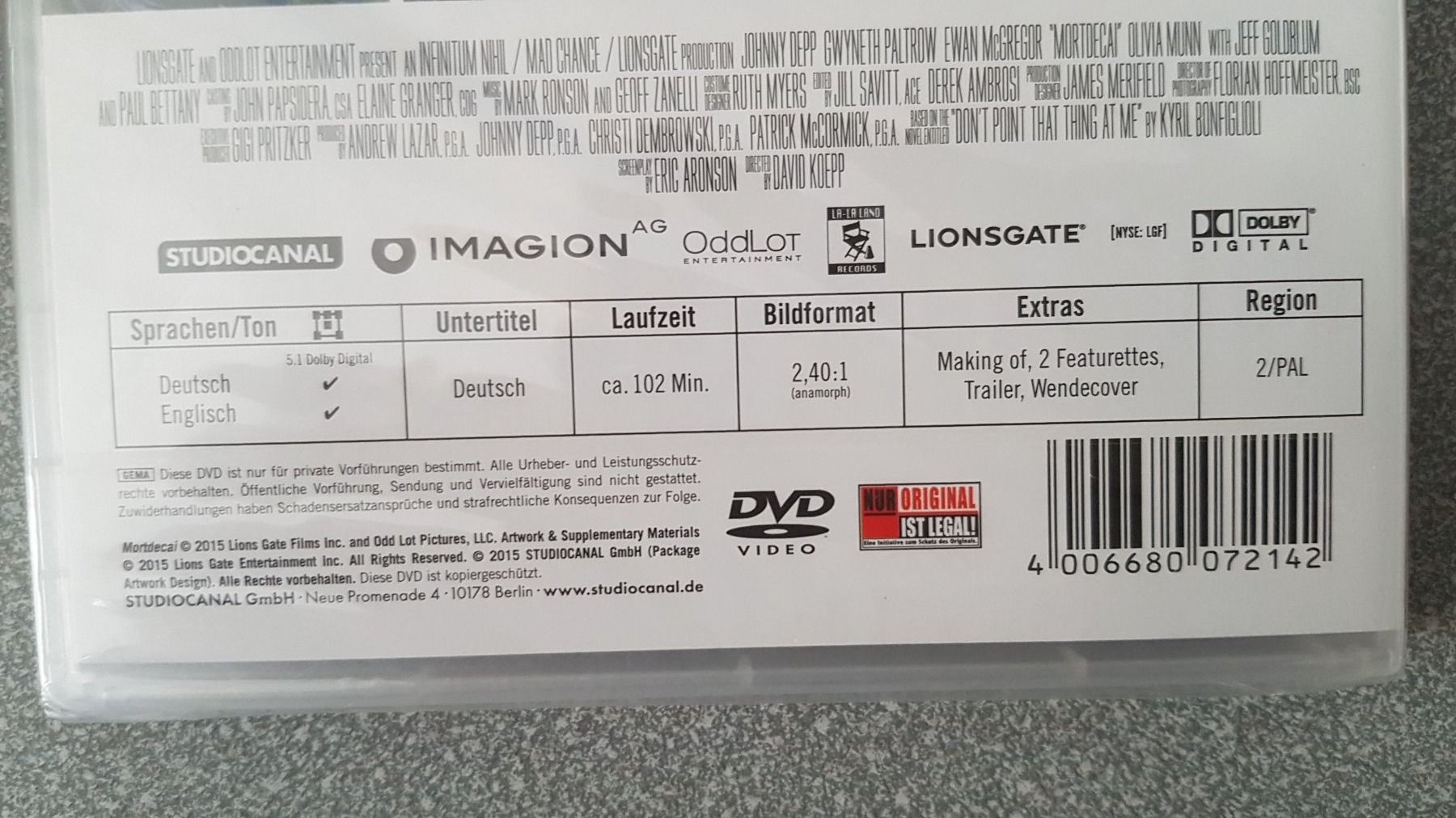 Tutti i DVDs: DVD Mortdecai / Johnny Depp – Usato da Oetwil am See venduto da fineli2 1