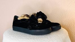 Tod's Sneaker schwarz Samt mit Nerzdetails, Grösse 37