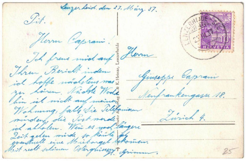 Cartoline postali: Lenzerheide - Funi Val Sproz--Tgantieni – Usato da Binningen venduto da Mountainrider 1