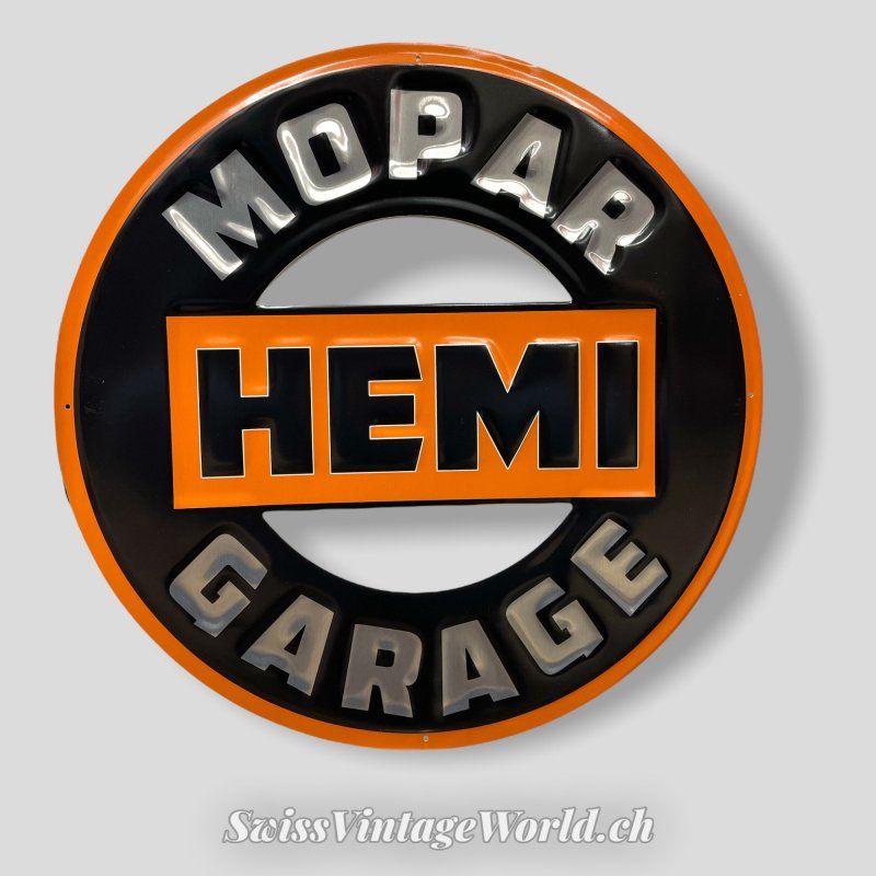 Insegne: Mopar Hemi Garage Schild Retro Vintage – Nuovo e nell'imballaggio originale da Aarburg venduto da SwissVintageWorld