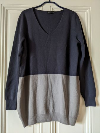 CAPPELLINI : Pull laine bleu ardoise et gris L-XL