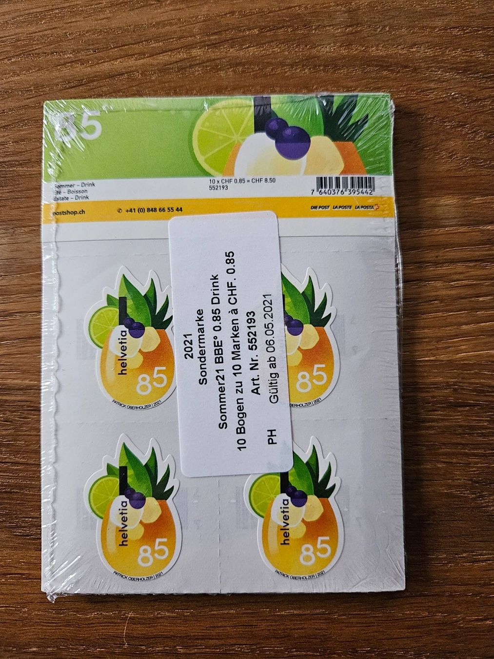 Alle Briefmarken: Originalpaket Bogen Sommer 2021, Drink Ananas, Postfrisch – Neu (gemäss Beschreibung) aus Rickenbach SO von Bytebull