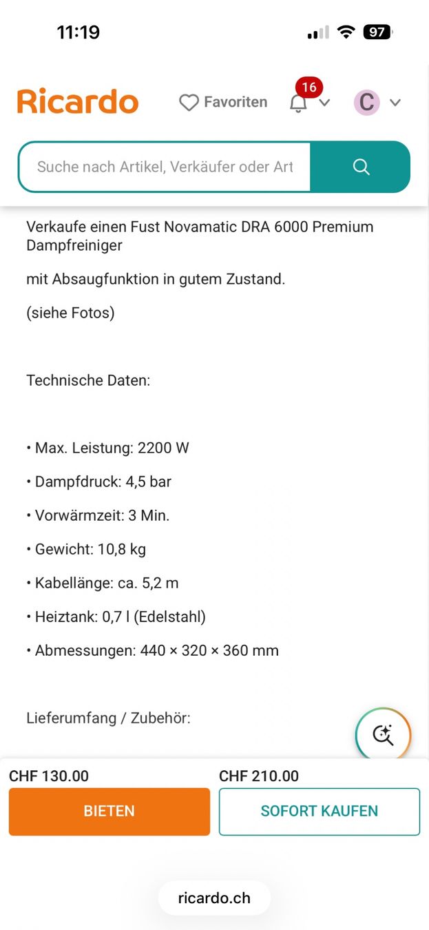 Novamatic Nettoyeurs à vapeur: Dampfreiniger DRA 6000 pro – D'occasion à Zürich par Cibin 3