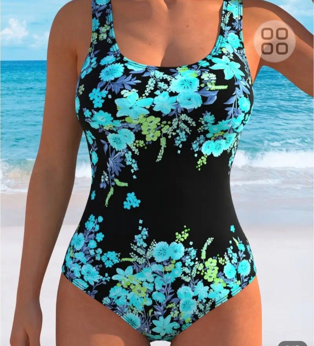 Costumi da bagno & Bikini: Neuer Badeanzug einteilig mit Blumen - Grösse XL / 44 – Nuovo (secondo la descrizione) da Oberwil BL venduto da Hunajakakku 1