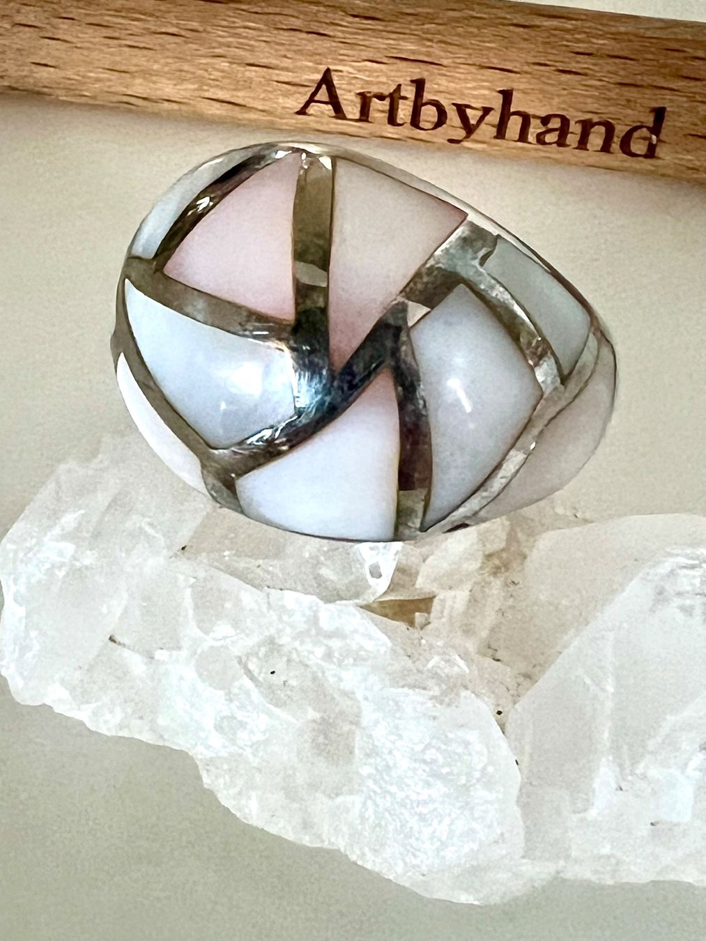 Ringe: Statement Ring 925Silber & kunstvolle Perlmutt Intarsien 15g – Gebraucht aus Ruswil von artbyhand 3