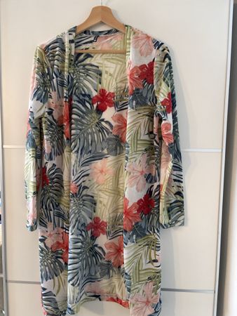 Longcardigan Kimono mit tropischem Blumenmuster Gr. M