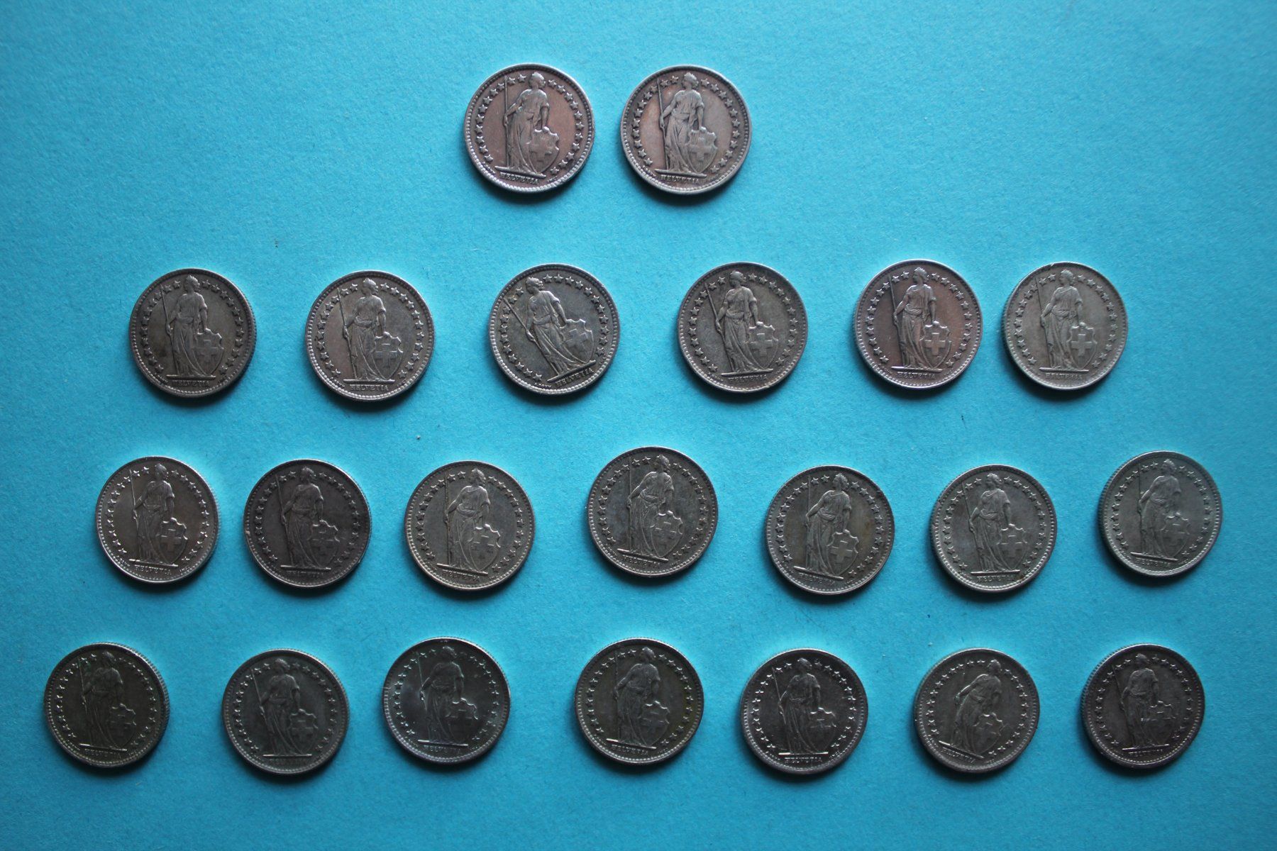 Tutti le monete: Schweiz 22 x 1/2 Franken Silber ab 1920 – Usato da Orpund venduto da Julesvobulle 1