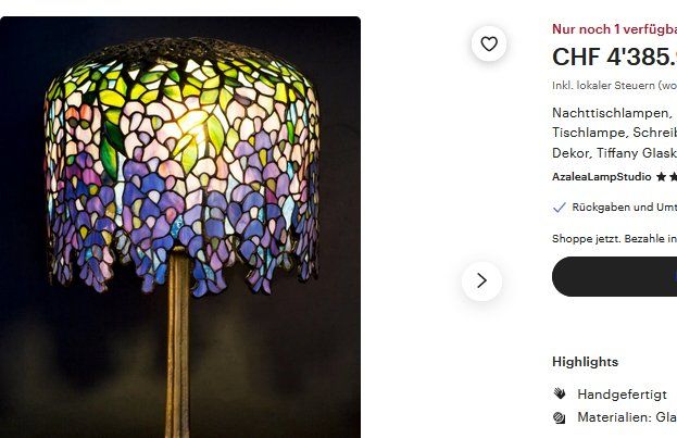 Lampade: "Tiffany" Lampe Vintage – Usato da Collonges venduto da Auganien 1