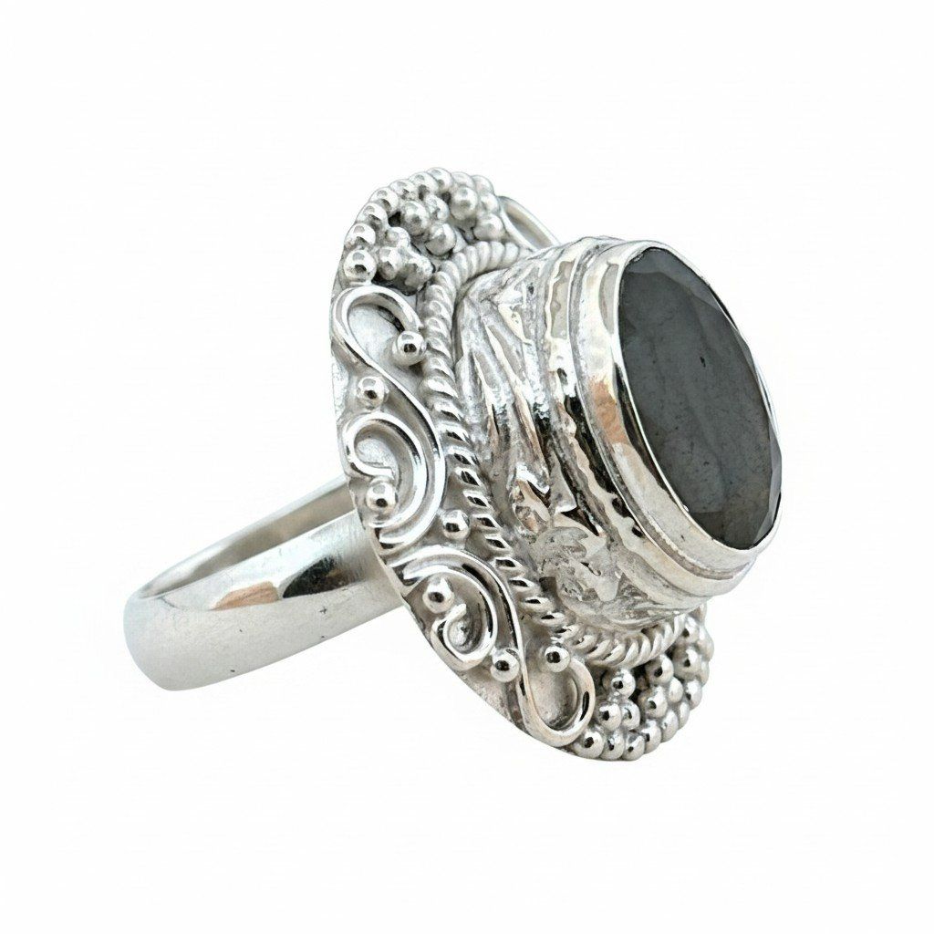 Olga Ribler Anelli: Labradorit Ring Sterling Silber 28 Gramm Ringgrösse 60 – Nuovo (secondo la descrizione) da Luzern venduto da Schmuckoutlet 1