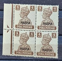 INDIA state NABHA 4er-Bl.** 4 Annas, 1944