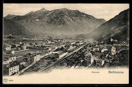 AK Bellinzona, Ferrovia, Ansicht mit Bahnhof