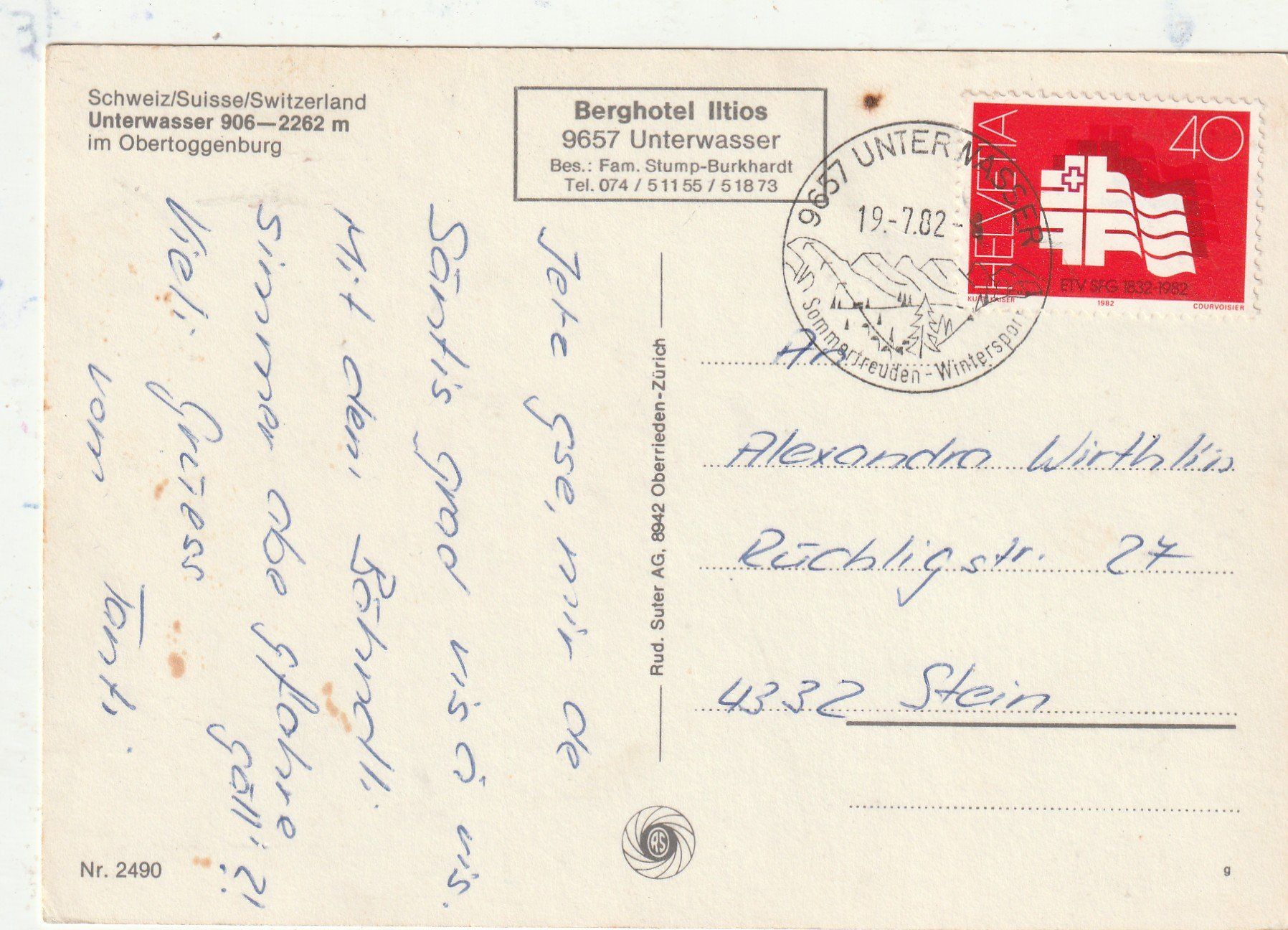 Cartes postales: Bahn Unterwasser – D'occasion à Lumbrein par made02 1
