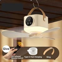 mobiler Deckenventilator (Apricot) mit Licht/Fernbedienung