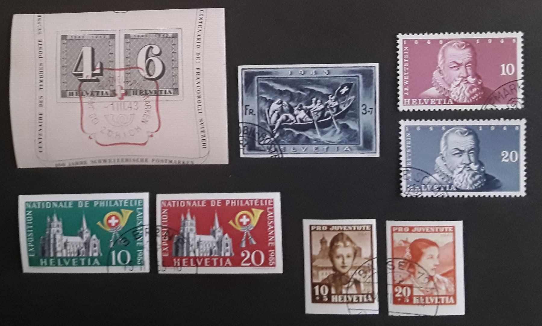 Alle Briefmarken: 1943-1955: Lot Einzelwerte aus Blocks gest.Kat.710.- – Gebraucht aus Walperswil von Tcheidi