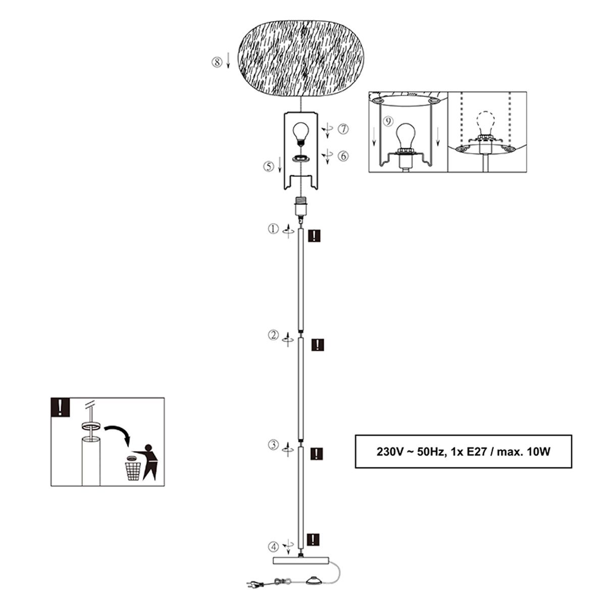 Lampade: Stehleuchte, Weiss, 154 cm Höhe – Nuovo (secondo la descrizione) da Kreuzlingen venduto da Smart-Light 5