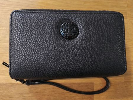 Schwarzes Portemonnaie Clutch, mit 2 Reissverschlüssen, neuw
