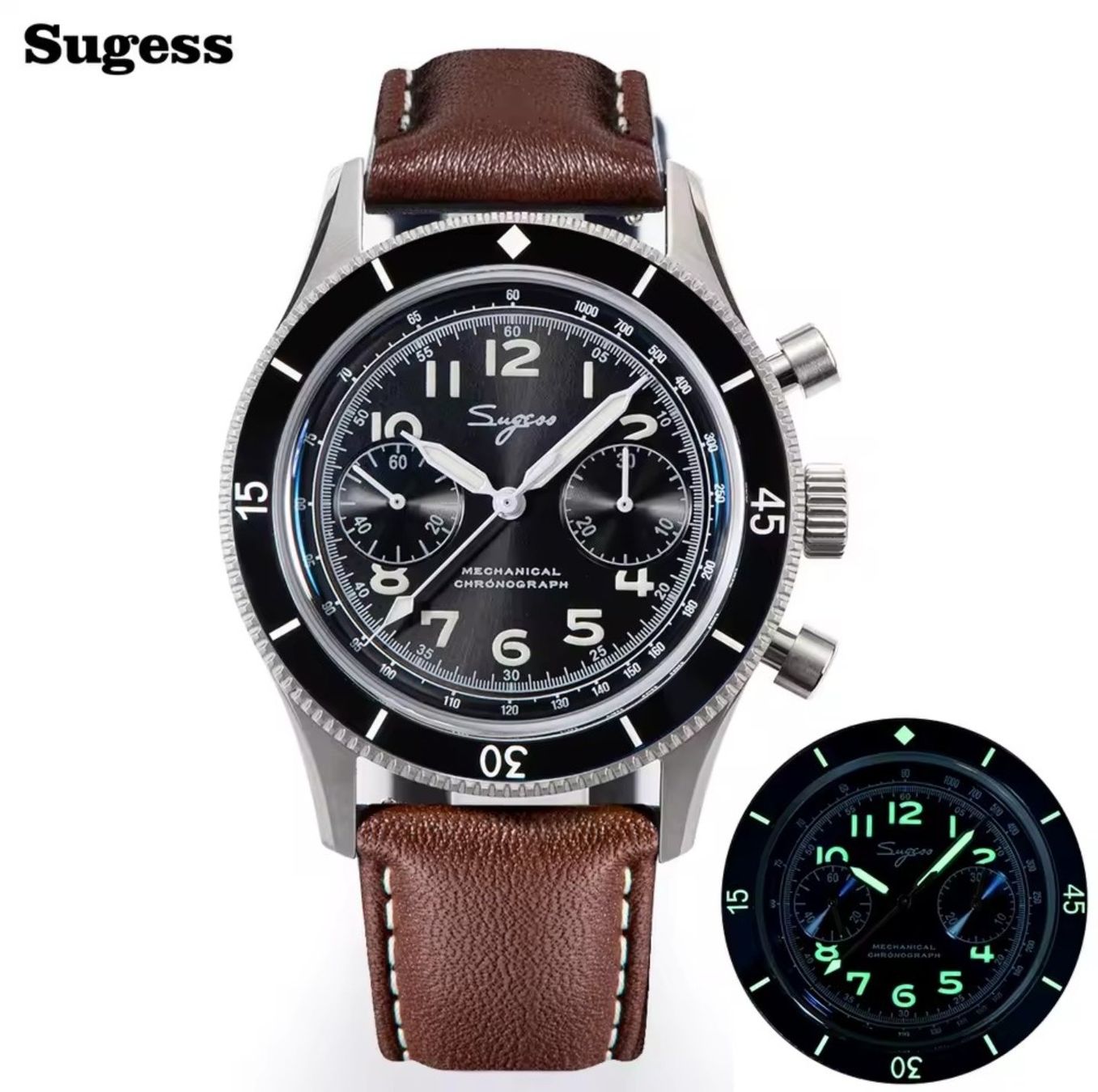 Orologi: Sugess Chronograph Mechanisch Fliegeruhr – Nuovo (secondo la descrizione) da Suhr venduto da ChronixChronometer