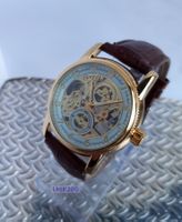 NEU automatik Herrenuhr gold- weisse Unruhe klassische Uhr