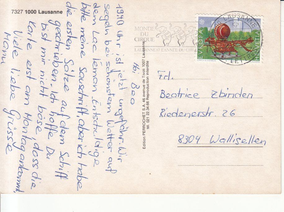 Cartoline postali: Lausanne 1987 – Usato da Bürglen TG venduto da StampGraf 1