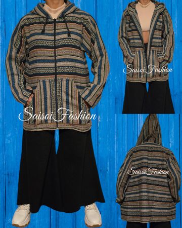 Herbst Hippie Ethno,Hoodie Jacke  Mantel Gr.S 100%Baumwolle