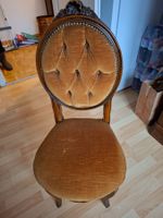 Antiker Stuhl mit Samtbezug, Nussbaum, Vintage!