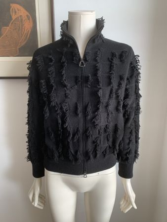 AKRIS: Exklusive schwarze Kaschmir-Jacke mit Fransen, 36